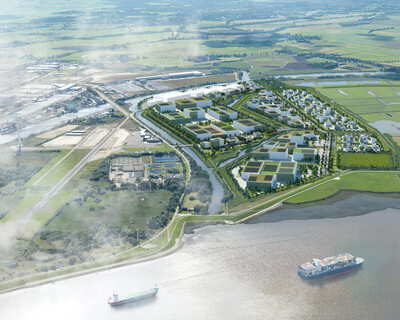 LUNEDELTA - Blick von der Weser | © BIS / urbanegestalt PartGmbB Finanzierung des nachhaltigen Gewerbegebietes Lune Delta beschlossen | © BIS / urbanegestalt PartGmbB