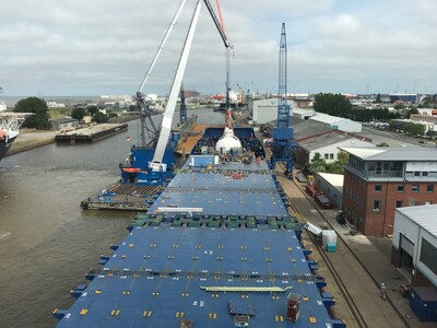 German Dry Docks baut das Container-Feederschiff „Wes Amelie“ für einen LNG-Betrieb um | © German Dry Docks